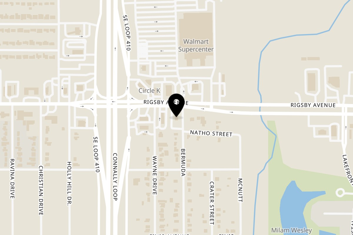 Map showing the location of El Rodeo de Jalisco - Rigsby on 5310 Rigsby Ave in San Antonio